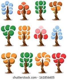 Set of cartoon trees