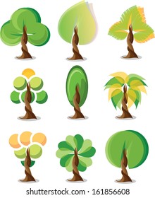 Set of cartoon trees
