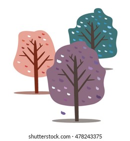 Set of cartoon trees. Flat illustration