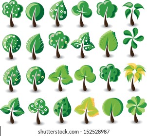Set of cartoon trees - vector