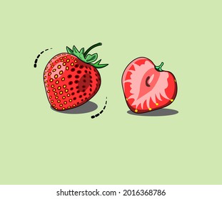 A set of cartoon type strawberry illustration. 