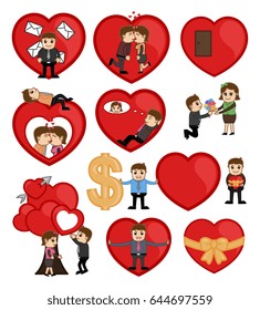 Set of Cartoon Valentine's Day Concepts
