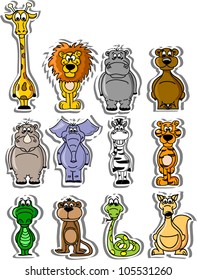 Set of cartoon vector animals
