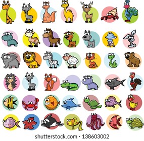 Set of cartoon vector animals