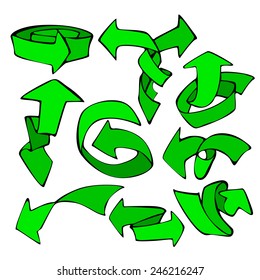 set of cartoon vector arrows-tape