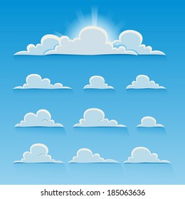 Set of cartoon vector clouds