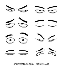 Set of cartoon vector eyes over white background - vector illustration