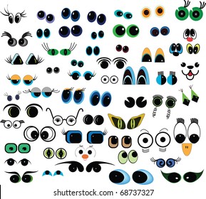 Set of cartoon vector eyes over white background