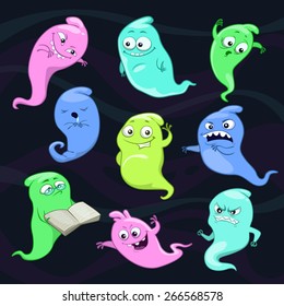 Set of cartoon vector ghosts