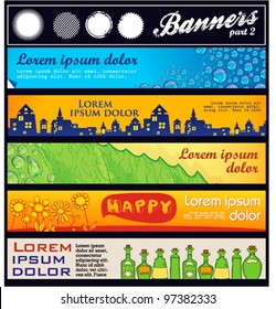 set cartoon vector horizontal banner