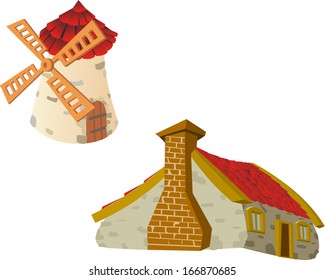 set of cartoon vector houses