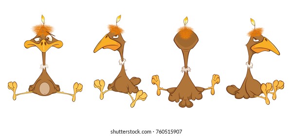 Set  Cartoon Vector Illustration. Cute American Condor. Cartoon Character