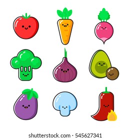 A set of cartoon vegetables illustration