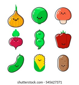 A set of cartoon vegetables illustration