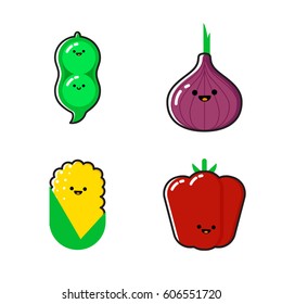 A set of cartoon vegetables illustration