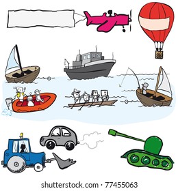 Set cartoon vehicles vector