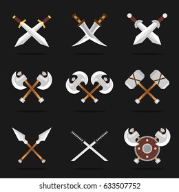 Set of cartoon weapons in flat style vector