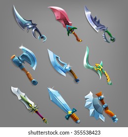 Set Of Cartoon Weapons. Vector Illustration.