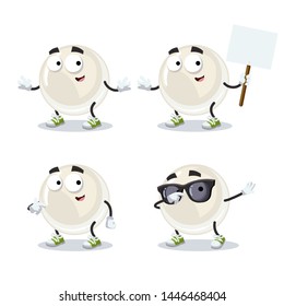 set of cartoon white natural oyster pearl character mascot on white background