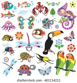 set of cartoon wild animals