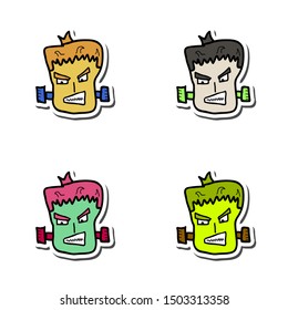 Set of Cartoon zombie head. Vector illustration