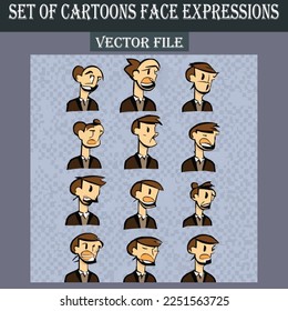 Set of cartoons face expressions vector file