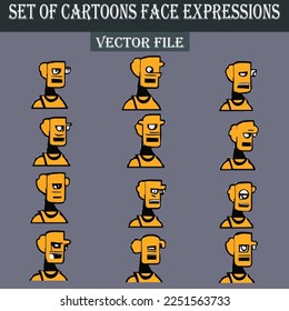 Set of cartoons face expressions vector file
