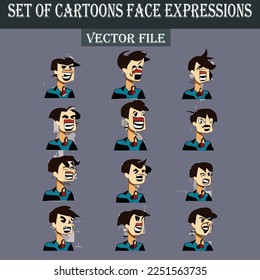Set of cartoons face expressions vector file