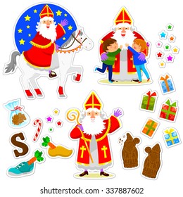 set of cartoons for the holiday of Sinterklaas 