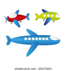 set of cartoons of planes, vector illustration