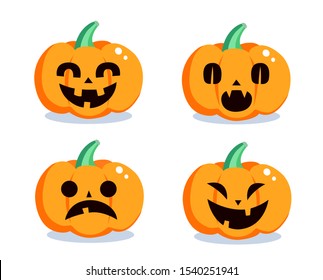 Set Cartoons Pumpkins Vector Illustration Isolated Stock Vector 