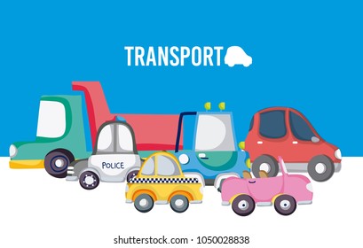 Set of cartoons vehicles