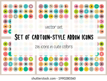Set of cartoon-style arrow icons