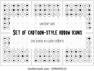 Set of cartoon-style arrow icons