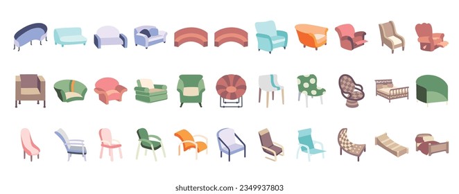 A set of cartoon-style chair icons.