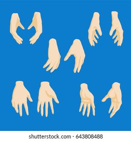 Set of cartoon-style girl hands in different positions