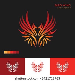 A set of cartoon-style vector logos with beauty petals is presented in a flat design concept. Flat gradient wings design.