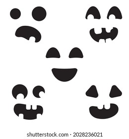 Set Carved Silhouettes Faces Pumpkins Template Stock Vector (Royalty ...