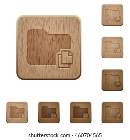 Set of carved wooden Copy folder buttons in 8 variations.