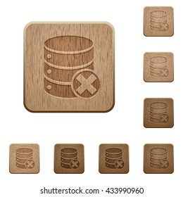 Set of carved wooden database cancel buttons in 8 variations.