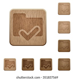 Set of carved wooden folder ok buttons in 8 variations.