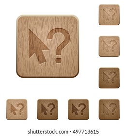 Set of carved wooden help cursor buttons in 8 variations.