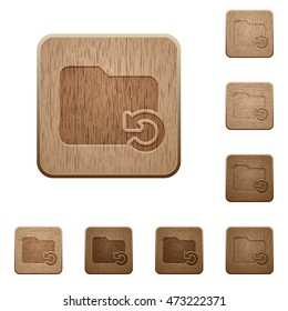 Set of carved wooden Undo folder operation buttons in 8 variations.