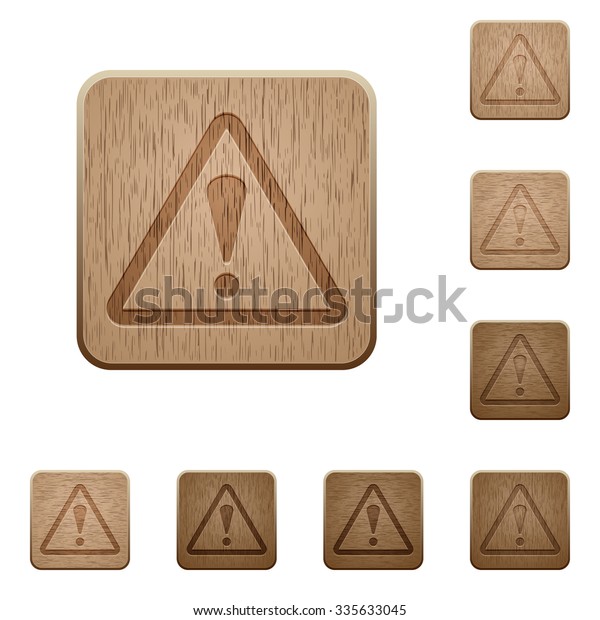 Set Carved Wooden Warning Buttons 8 Stock Vector (Royalty Free ...