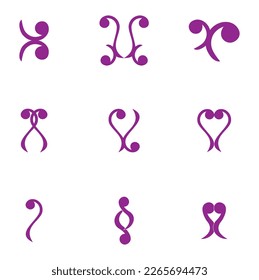 Set of carving vector, engraving element, isolated on white. batik elements.