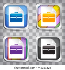 set of case icons on the striped background 