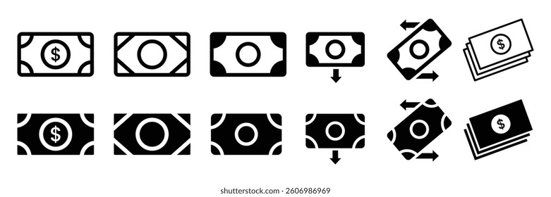Set of Cash icon collection. containing cash, saving, wallet, transfer, withdraw icons.