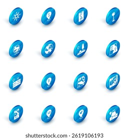 Set Cash location, City map navigation, Push pin, Earth globe, Broken road, Magnifying glass with,  and  icon. Vector
