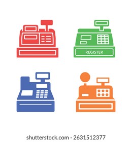 Set of cash register icons on a white background. Vector illustration