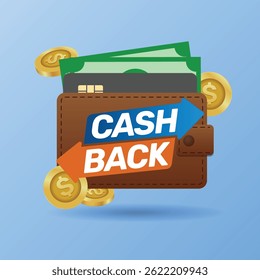 Set of Cashback banner with golden coins	
